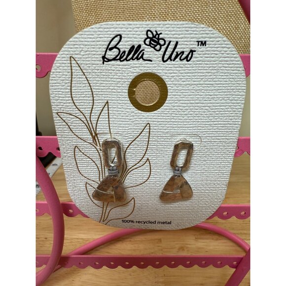 Earrings, Silver Tone, Recycled, Casual, Classic, Streetwear, Minimal, Hammered - Picture 3 of 9